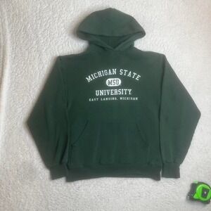 Vintage Michigan state men's green hoodie collegiate boxy 90s S
